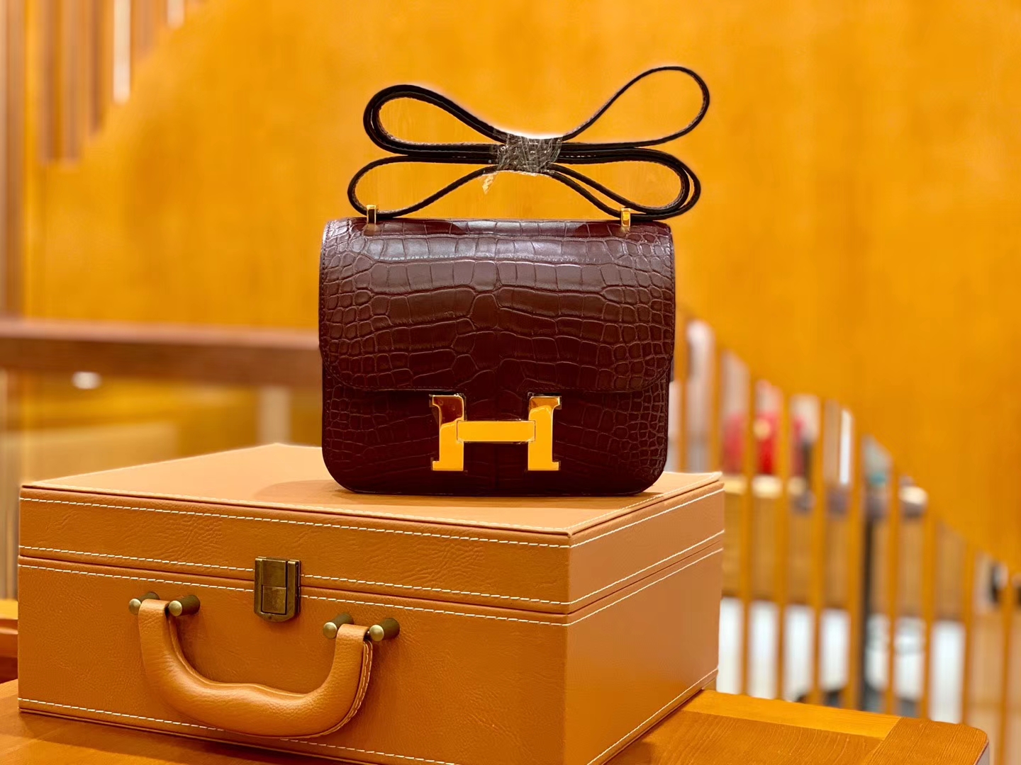 Hermès（爱马仕）Constance 空姐包 摩卡 一级美洲 鳄鱼皮 臻品级别 金扣 18cm