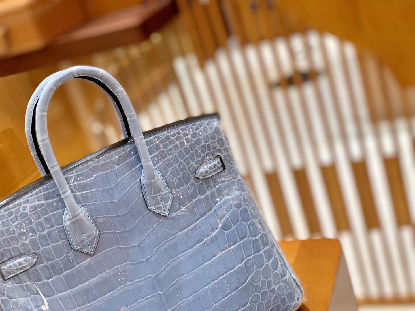 Hermès（爱马仕）Birkin 铂金包 北方蓝 一级皮 尼罗鳄鱼皮 臻品级别 金扣 25cm