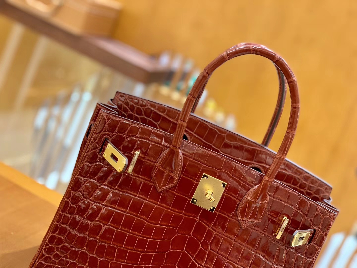 Hermès（爱马仕）Birkin 30cm 板栗棕 蜜糖棕 金扣 一级皮 尼罗鳄鱼皮 臻品级别