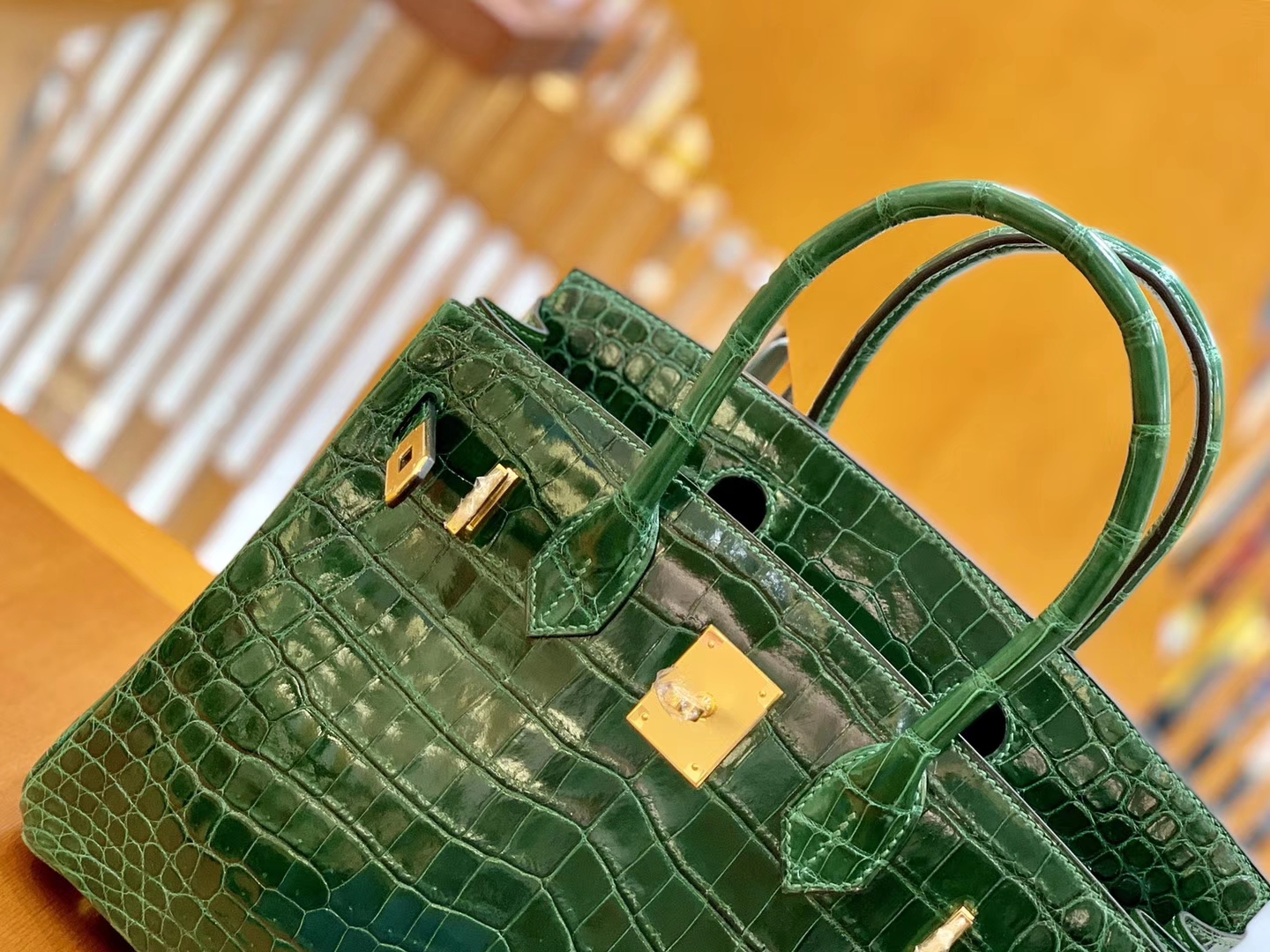 Hermès（爱马仕）Birkin 铂金包 孔雀绿 一级皮 尼罗鳄鱼皮 臻品级别 金扣 30cm