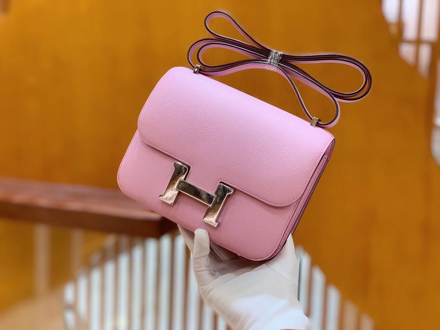 Hermès（爱马仕）Constance 空姐包 X9 锦葵紫 掌纹德国进口牛皮 全手工缝制 18cm