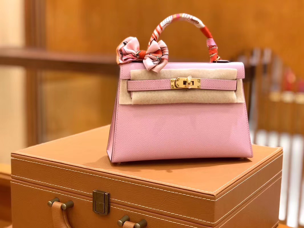 Hermès（爱马仕）Mini kelly 锦葵紫 掌纹小牛皮 全手工缝制 臻品级别 19cm 金扣 现货