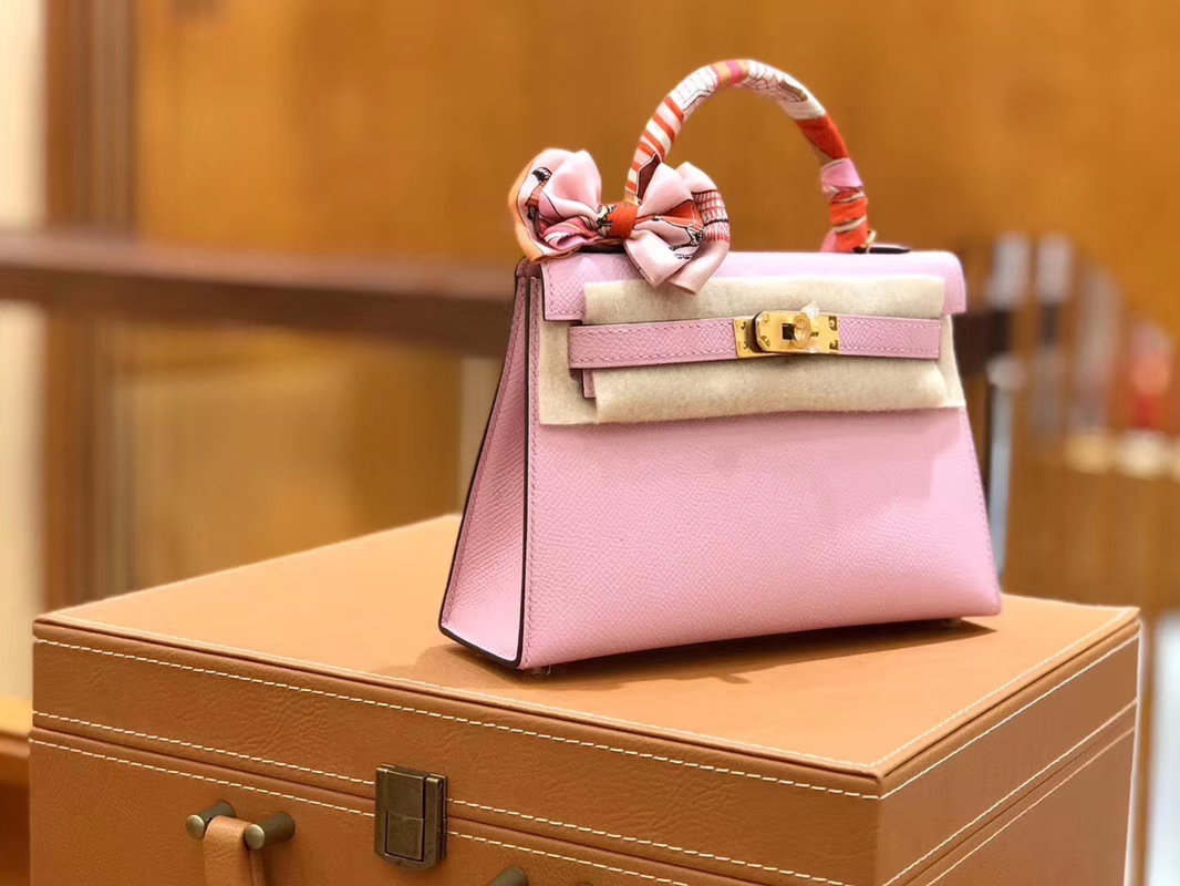 Hermès（爱马仕）Mini kelly 锦葵紫 掌纹小牛皮 全手工缝制 臻品级别 19cm 金扣 现货