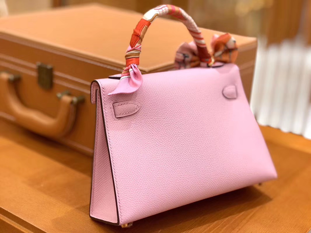 Hermès（爱马仕）Mini kelly 锦葵紫 掌纹小牛皮 全手工缝制 臻品级别 19cm 金扣 现货