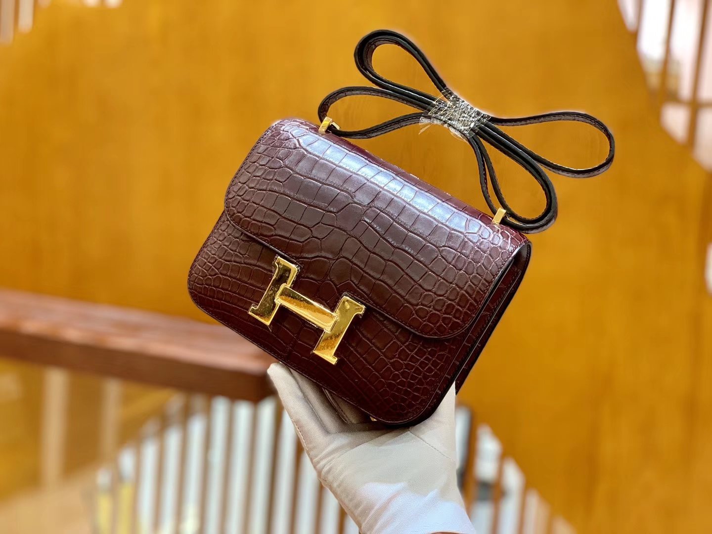Hermès（爱马仕）Constance 空姐包 摩卡 一级美洲 鳄鱼皮 臻品级别 金扣 18cm