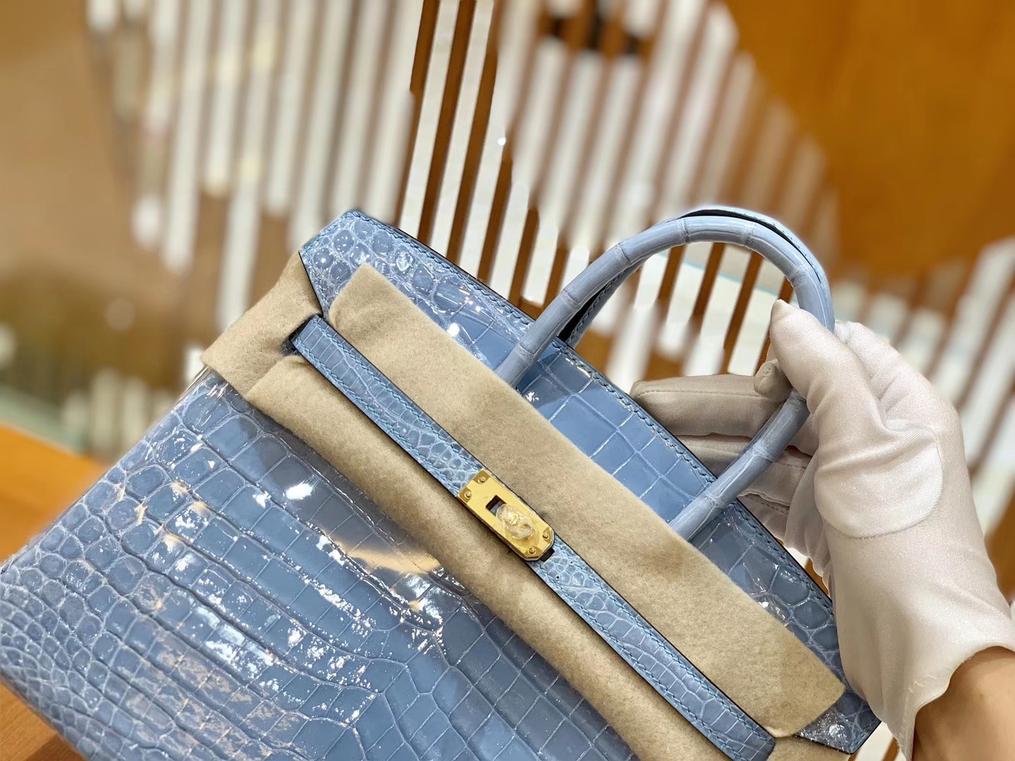 Hermès（爱马仕）Birkin 铂金包 北方蓝 一级皮 尼罗鳄鱼皮 臻品级别 金扣 25cm
