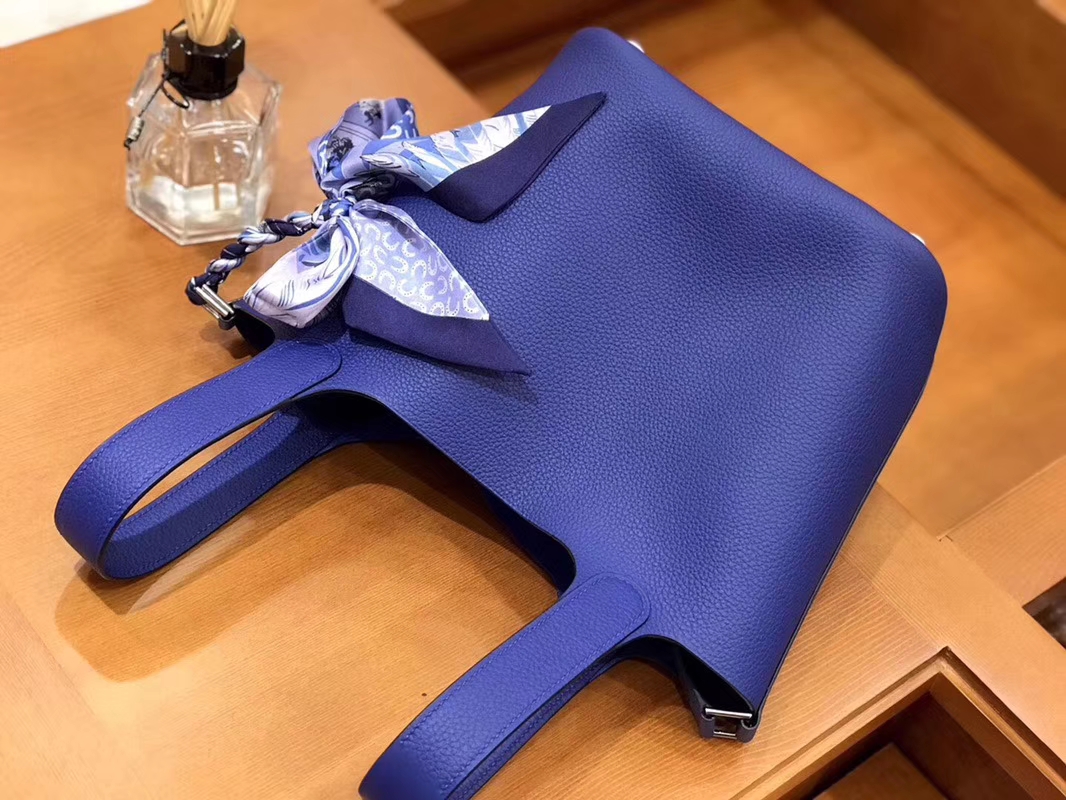 Hermès（爱马仕）Picotin 菜篮包 琉璃蓝 TC大牛皮 18cm