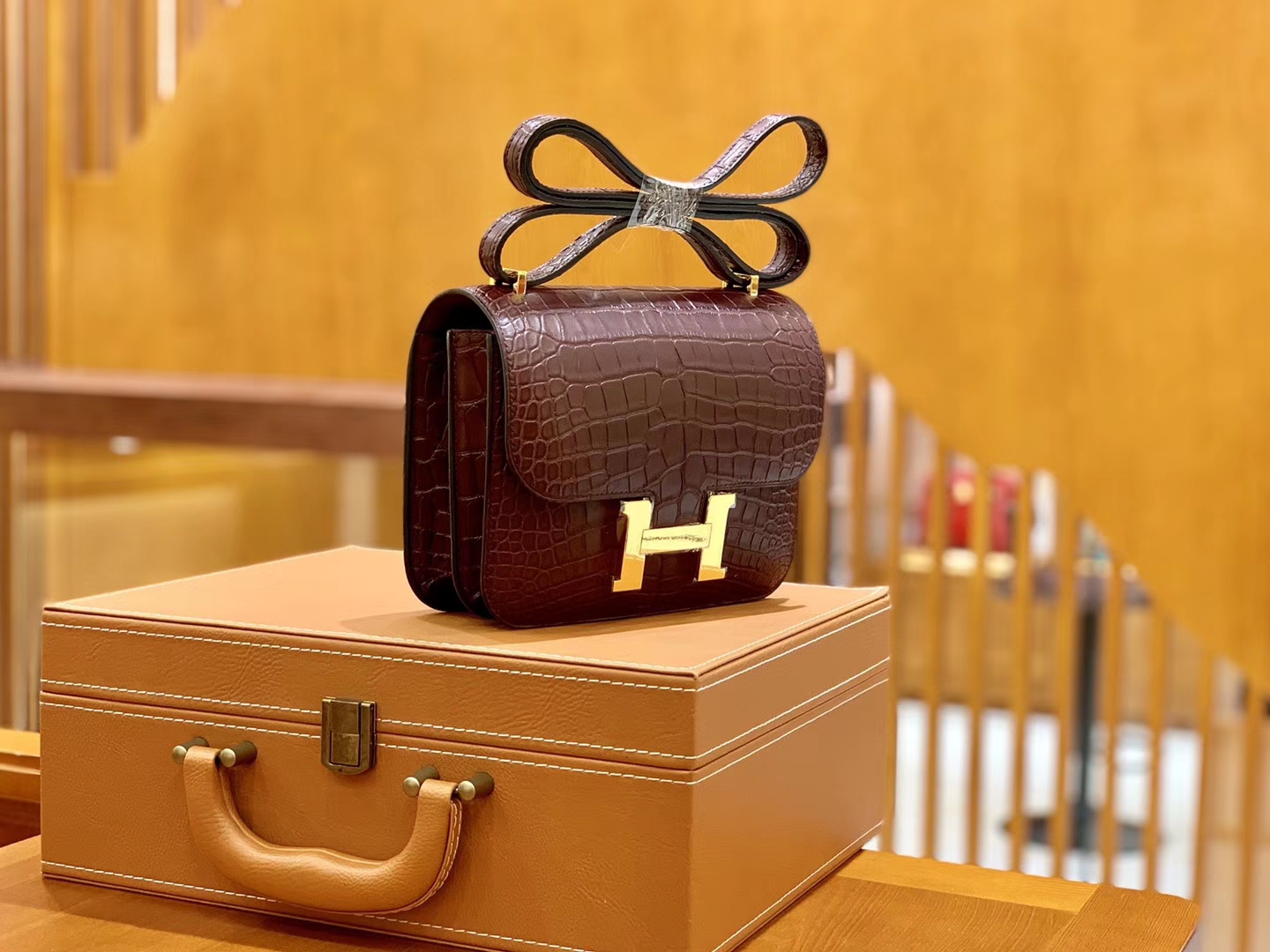 Hermès（爱马仕）Constance 空姐包 摩卡 一级美洲 鳄鱼皮 臻品级别 金扣 18cm