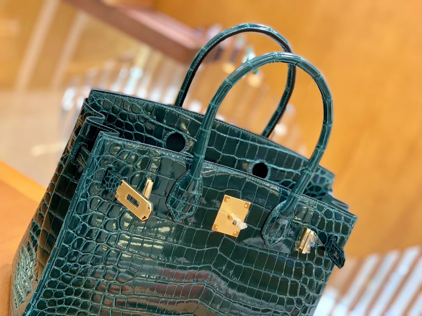 Hermès（爱马仕）Birkin 铂金包 松柏绿 一级皮 尼罗鳄鱼皮 臻品级别 金扣 30cm