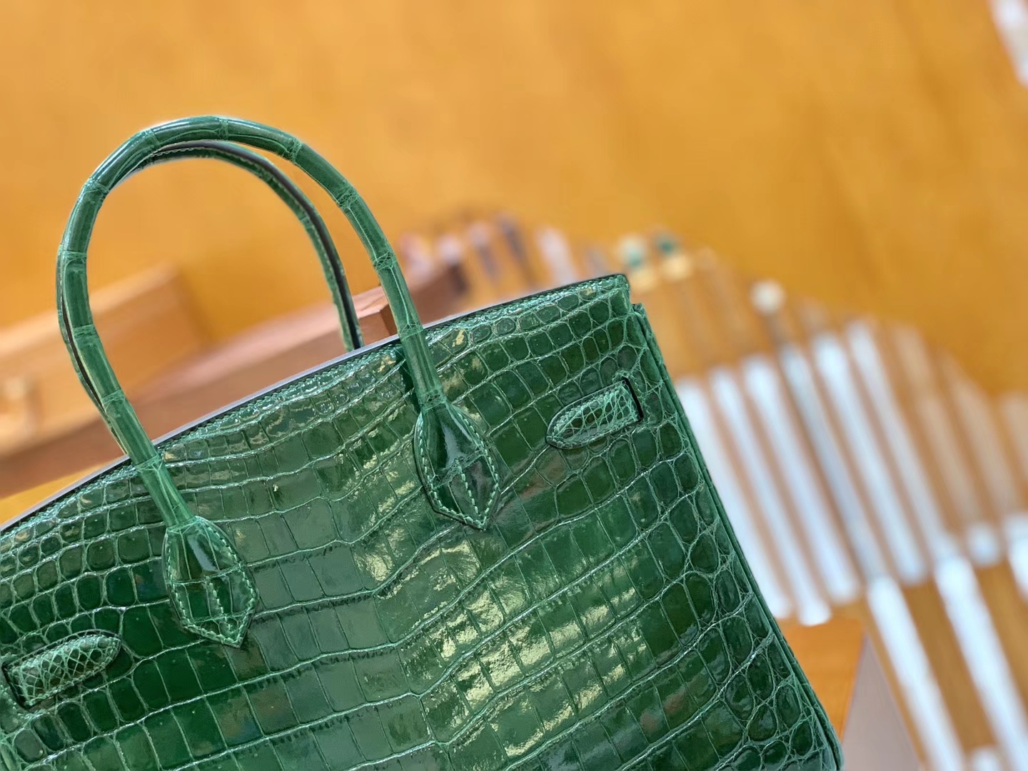 Hermès（爱马仕）Birkin 铂金包 孔雀绿 一级皮 尼罗鳄鱼皮 臻品级别 金扣 30cm