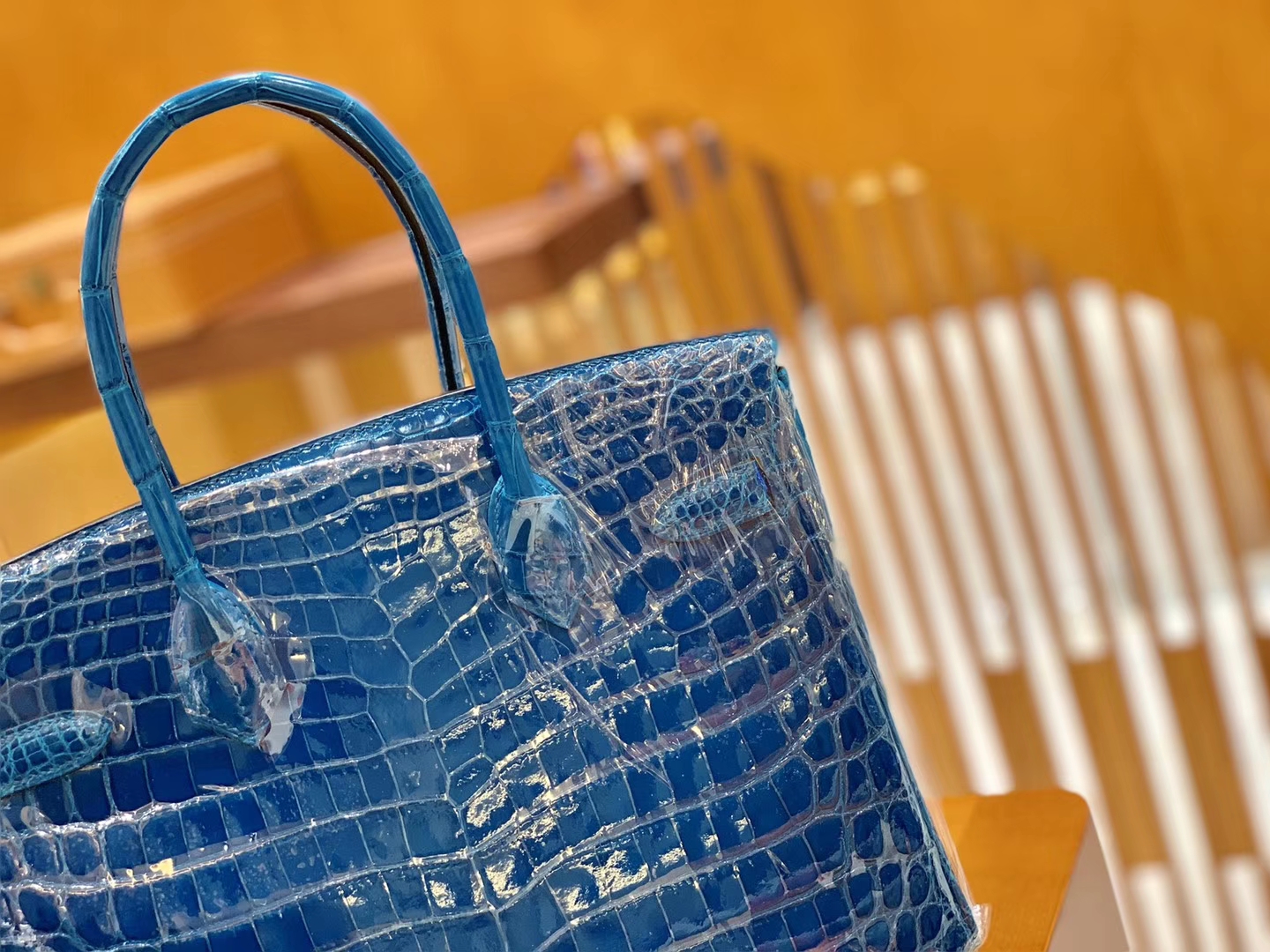 Hermès（爱马仕）Birkin 铂金包 伊滋密尔蓝 一级皮 尼罗鳄鱼皮 臻品级别 金扣 30cm