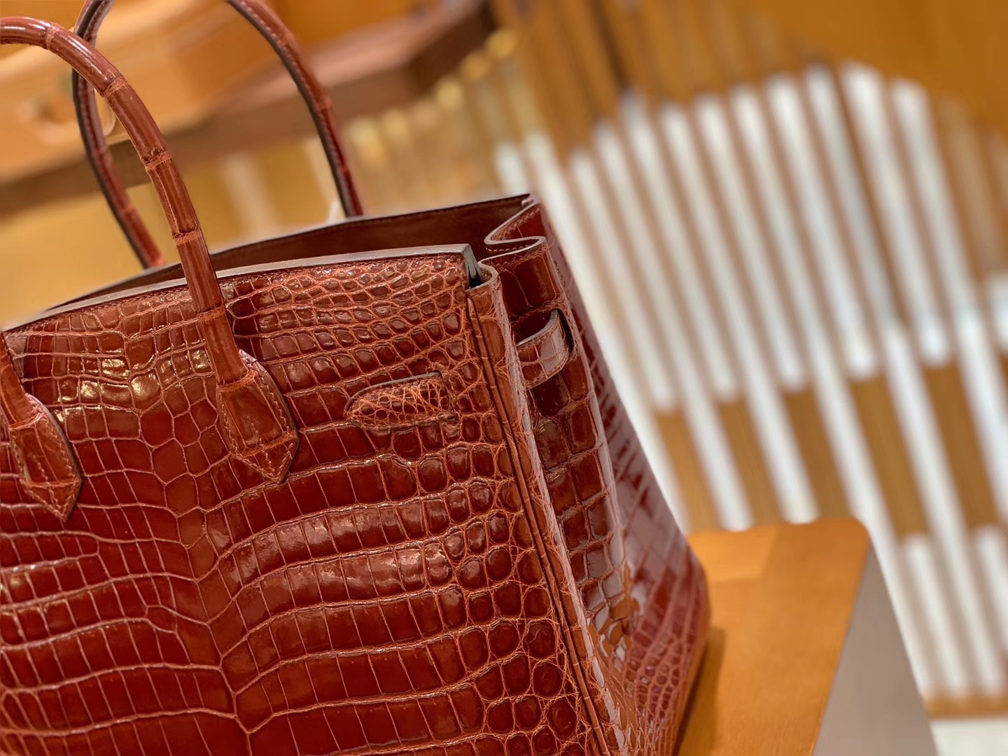 Hermès（爱马仕）Birkin 30cm 板栗棕 蜜糖棕 金扣 一级皮 尼罗鳄鱼皮 臻品级别
