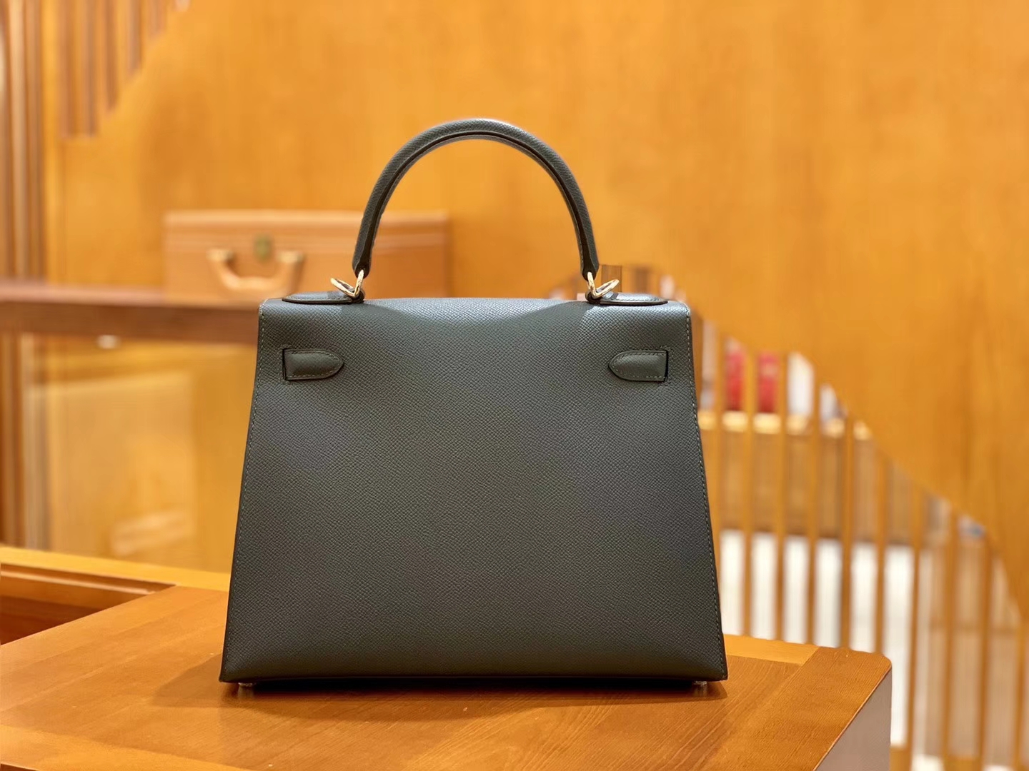 Hermès（爱马仕）Kelly 字母包 松柏绿 掌纹牛皮拼togo拼山羊 臻品级别 28cm