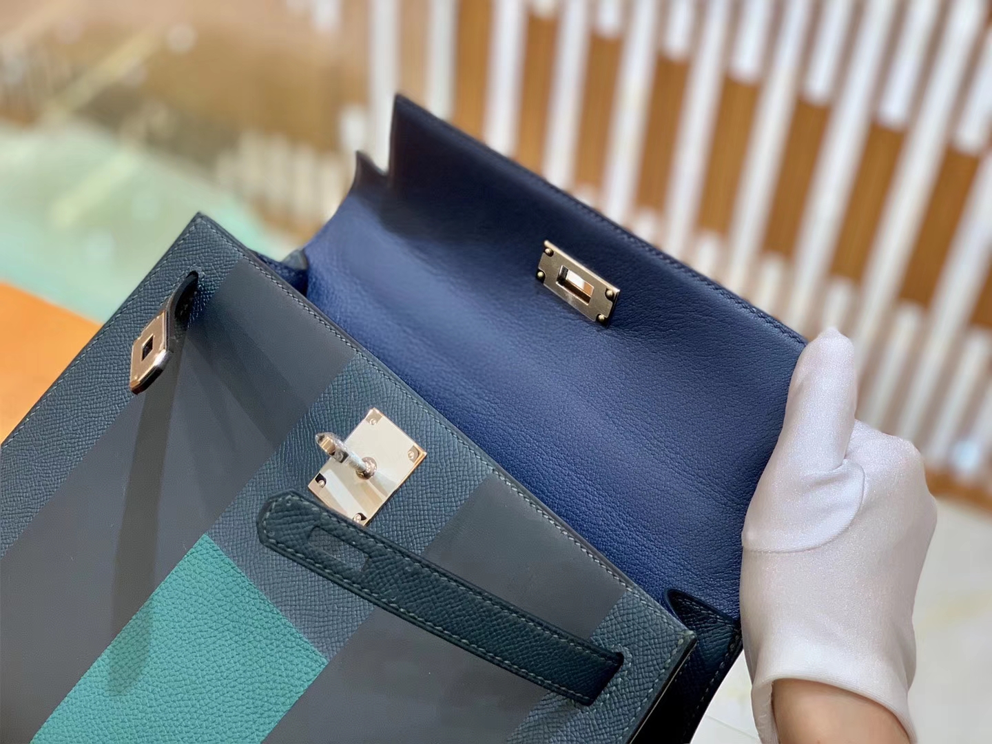 Hermès（爱马仕）Kelly 字母包 松柏绿 掌纹牛皮拼togo拼山羊 臻品级别 28cm