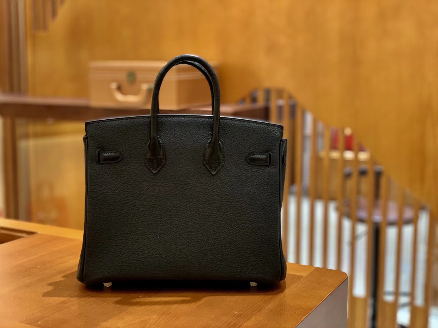 Hermès（爱马仕）Birkin Touch 铂金包 经典黑 拼 祖母绿 牛皮拼鳄鱼皮 金扣 25cm