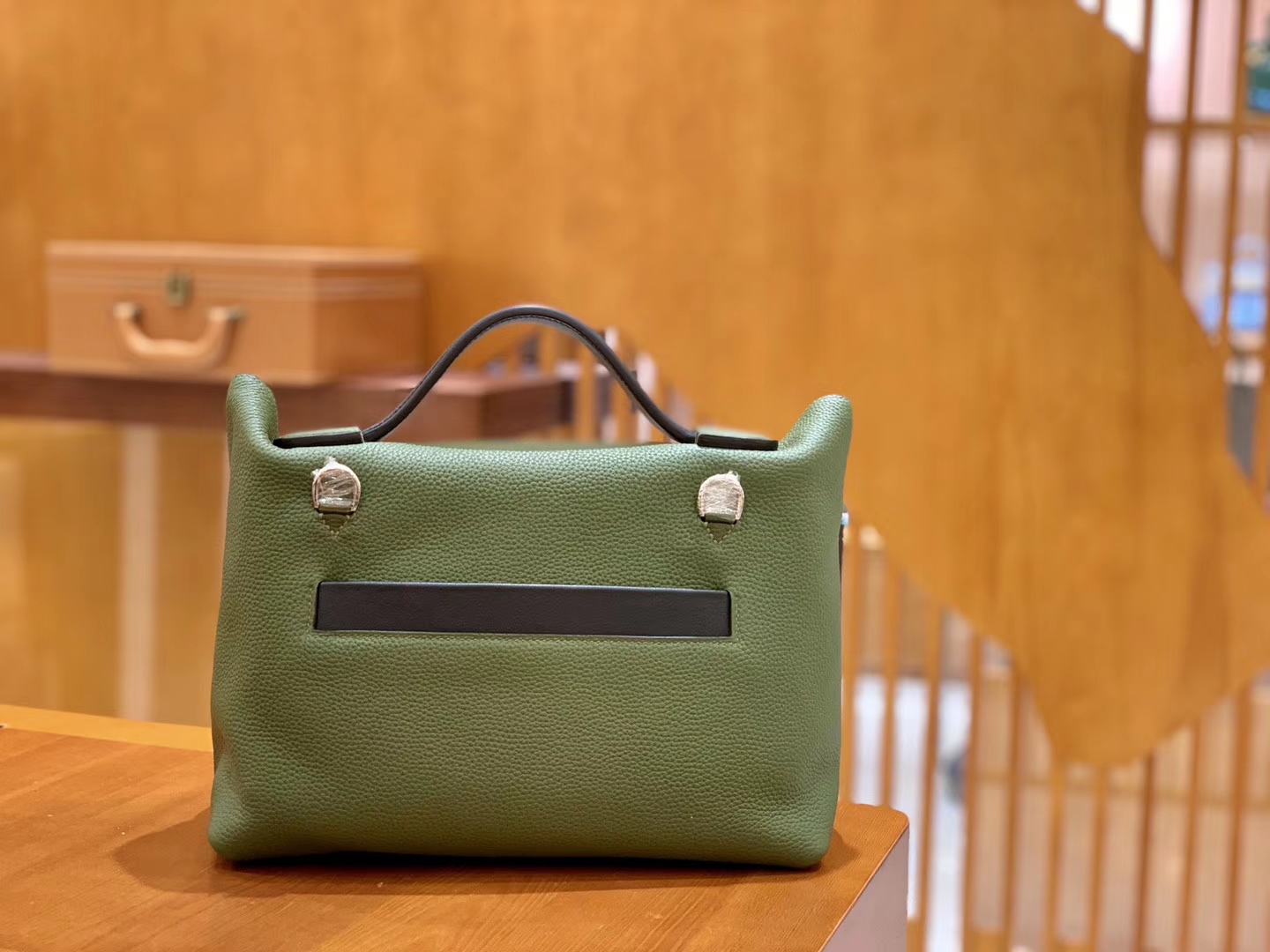 Hermès（爱马仕）Kelly-2424 森林绿拼黑色 原厂御用顶级小牛皮拼Swift皮 togo 金扣 29cm