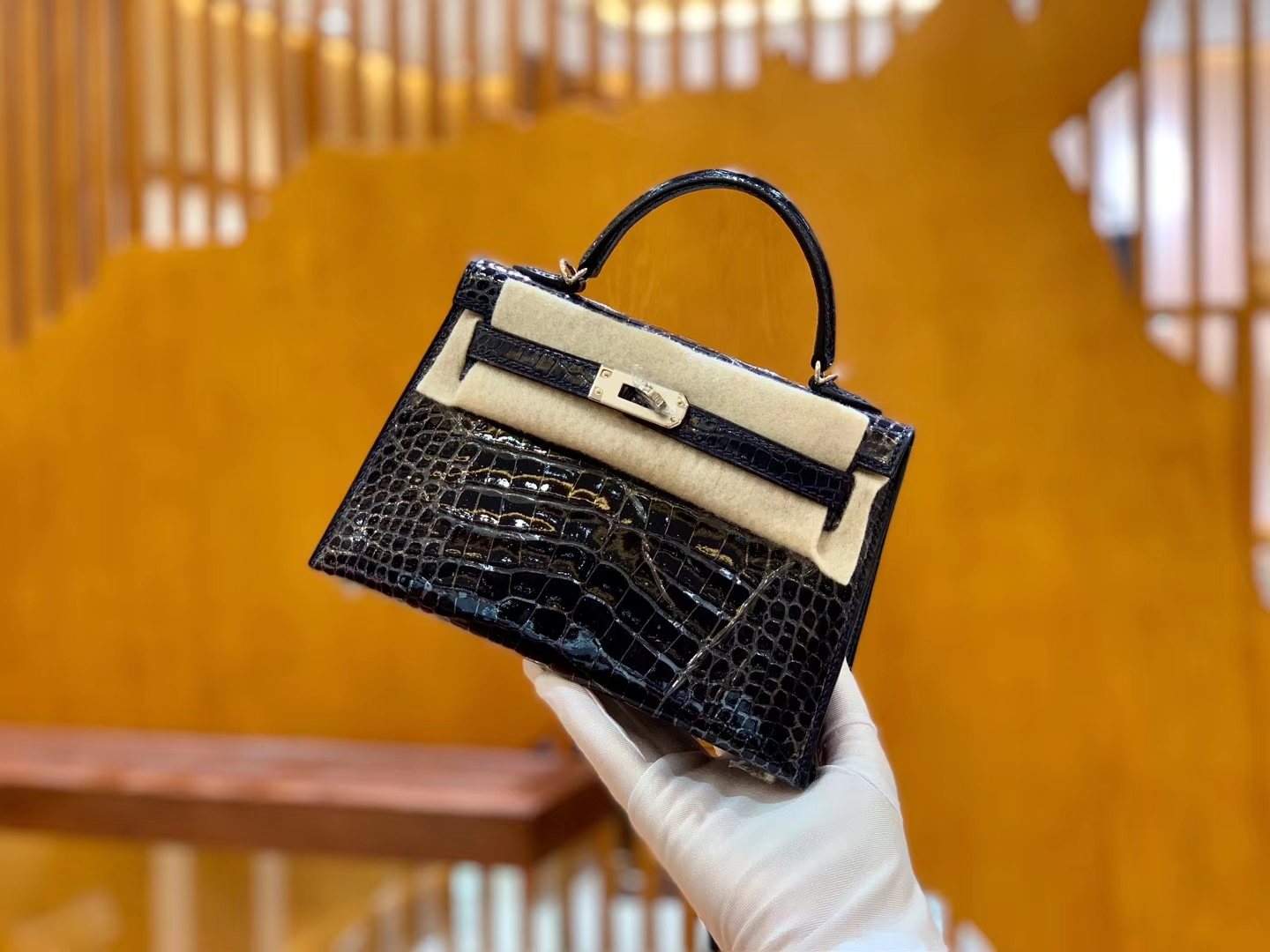 Hermès（爱马仕）Mini Kelly 19cm 午夜蓝 银扣 一级 美洲 鳄鱼皮 臻品级别