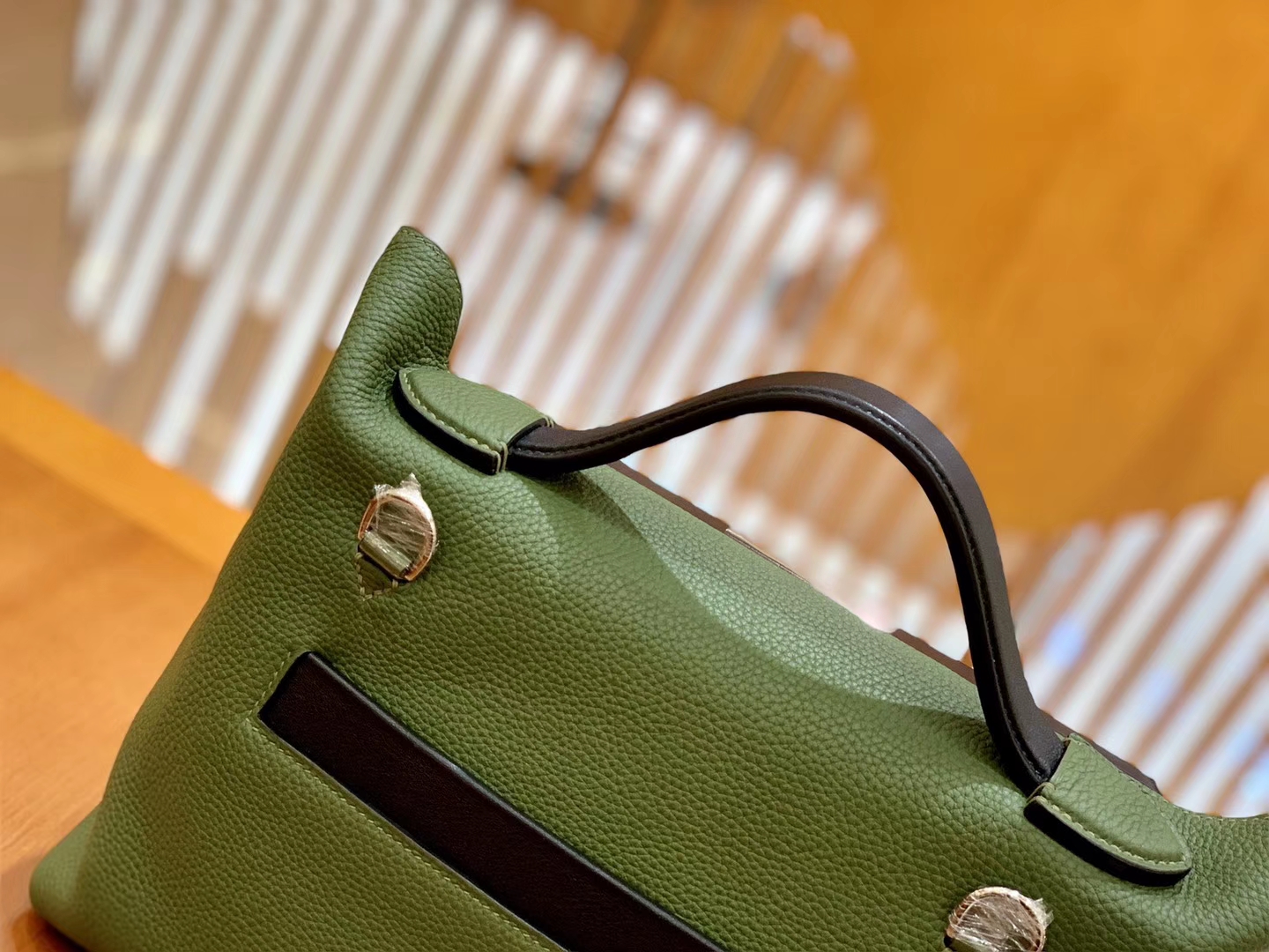 Hermès（爱马仕）Kelly-2424 森林绿拼黑色 原厂御用顶级小牛皮拼Swift皮 togo 金扣 29cm