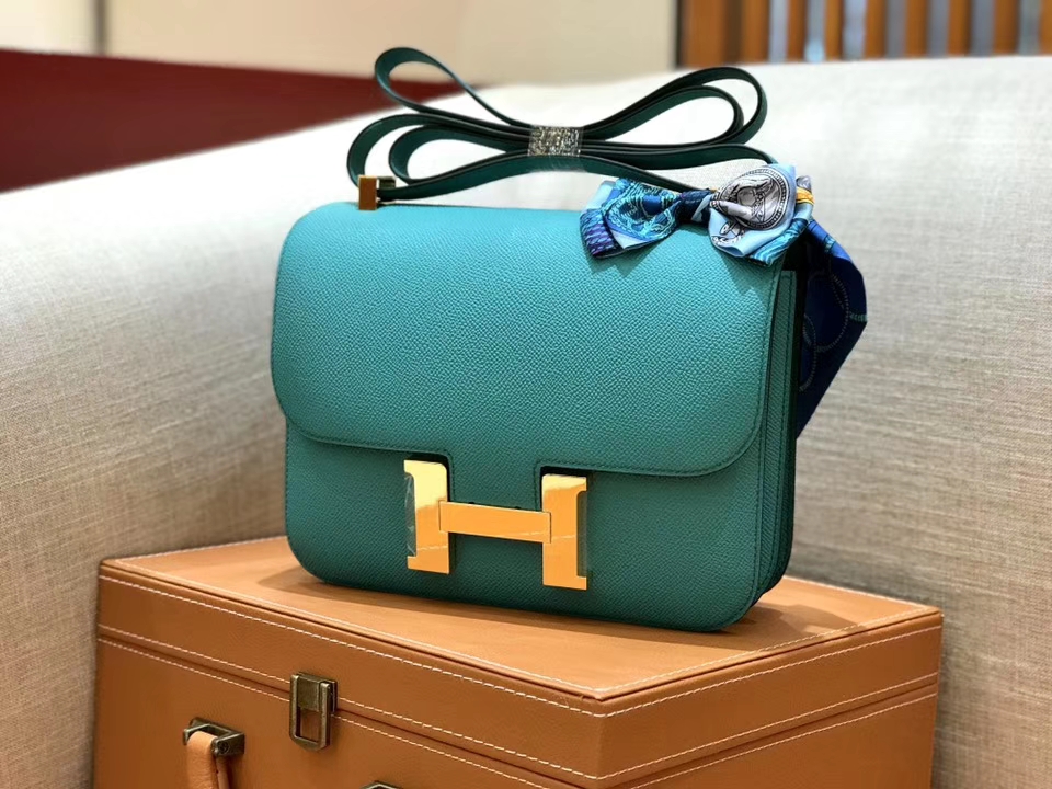 Hermès（爱马仕）康斯坦 Constance 空姐包 维罗纳绿 德国进口牛皮 全手工缝制 金扣 24cm