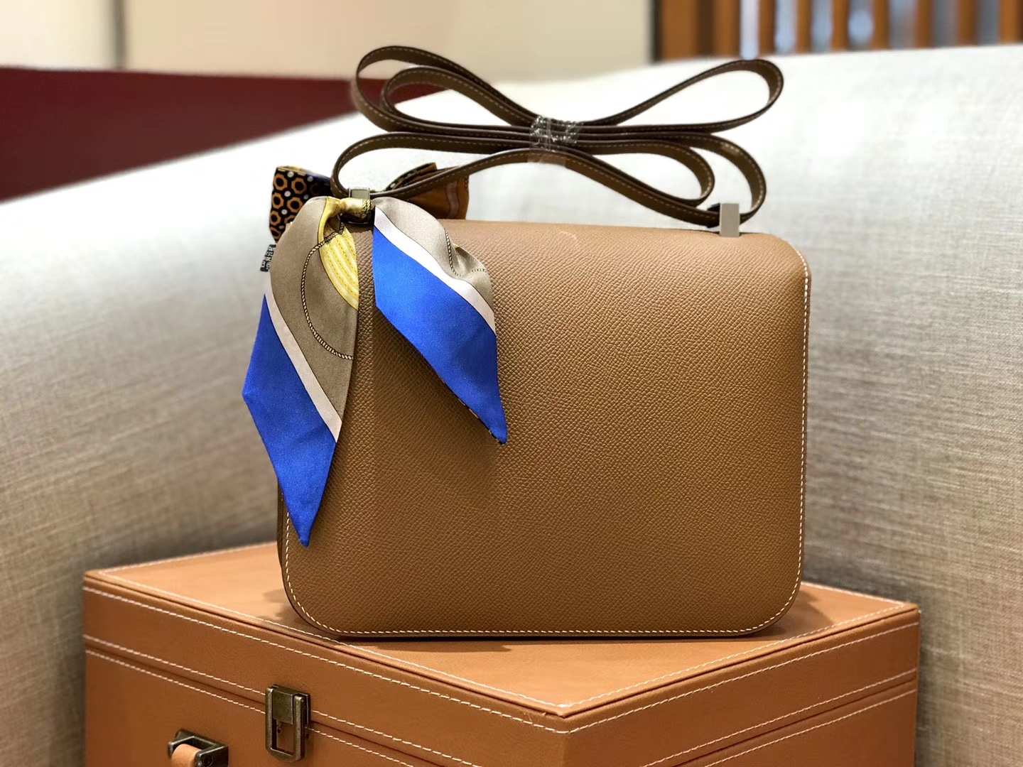 Hermès（爱马仕）康斯坦 Constance 空姐包 金棕色 德国进口牛皮 全手工缝制 银扣 24cm