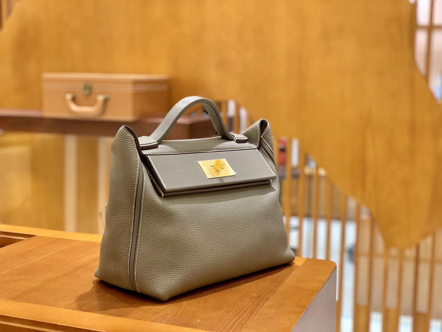 Hermès（爱马仕）Kelly-2424 斑鸠灰 原厂御用顶级小牛皮拼Swift皮 togo 金扣 29cm