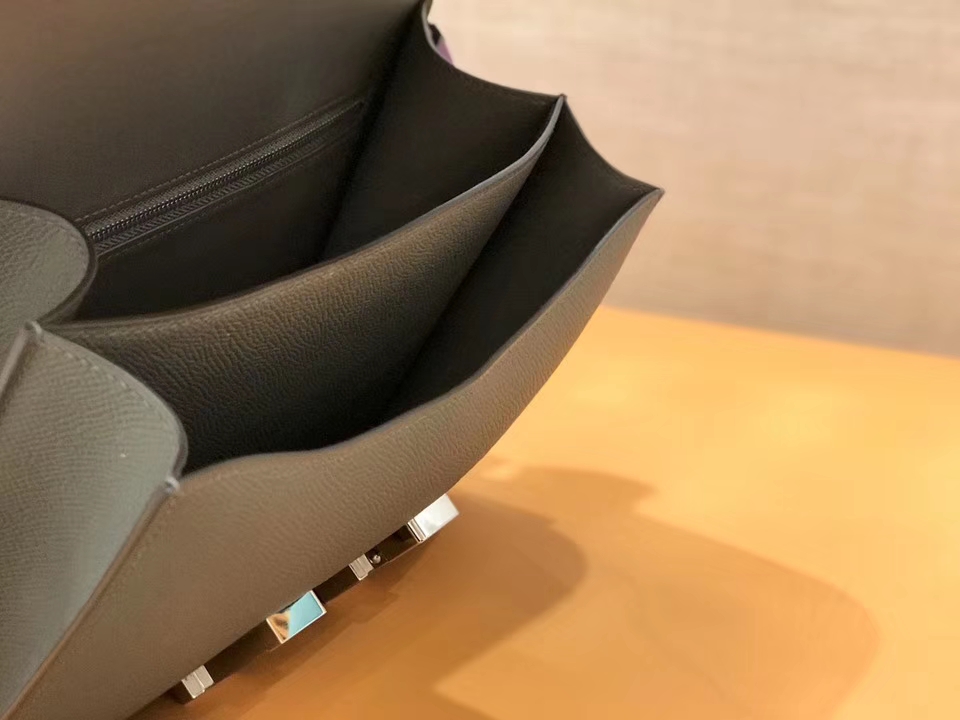 Hermès（爱马仕）康斯坦 Constance 空姐包 锡器灰 德国进口牛皮 全手工缝制 银扣 24cm
