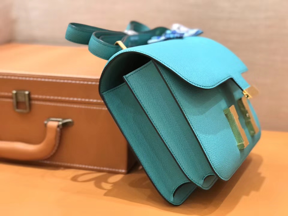 Hermès（爱马仕）康斯坦 Constance 空姐包 维罗纳绿 德国进口牛皮 全手工缝制 金扣 24cm