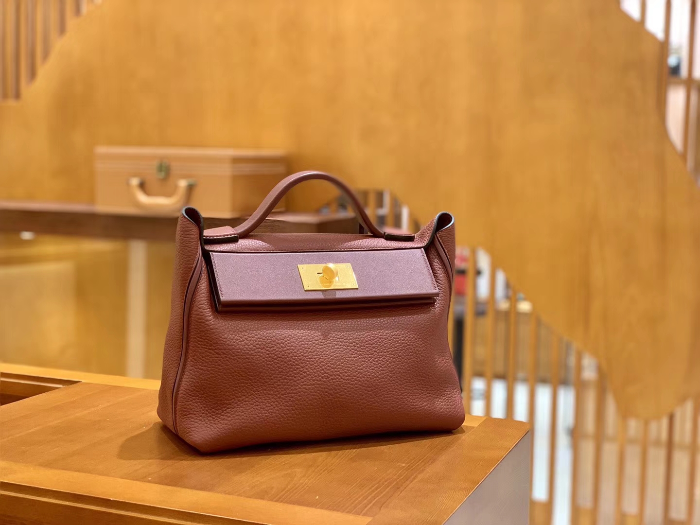 Hermès（爱马仕）Kelly-2424 波尔多酒红 原厂御用顶级小牛皮拼Swift皮 togo 金扣 29cm