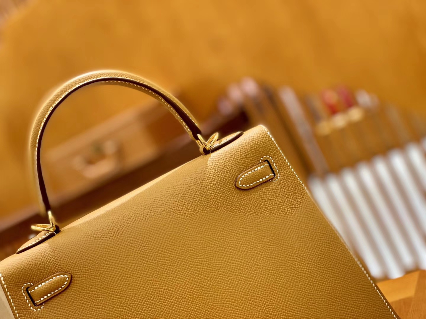Hermès（爱马仕）Kelly 28cm 金棕色 金扣 Epsom掌纹牛皮 全手工缝制 臻品级别