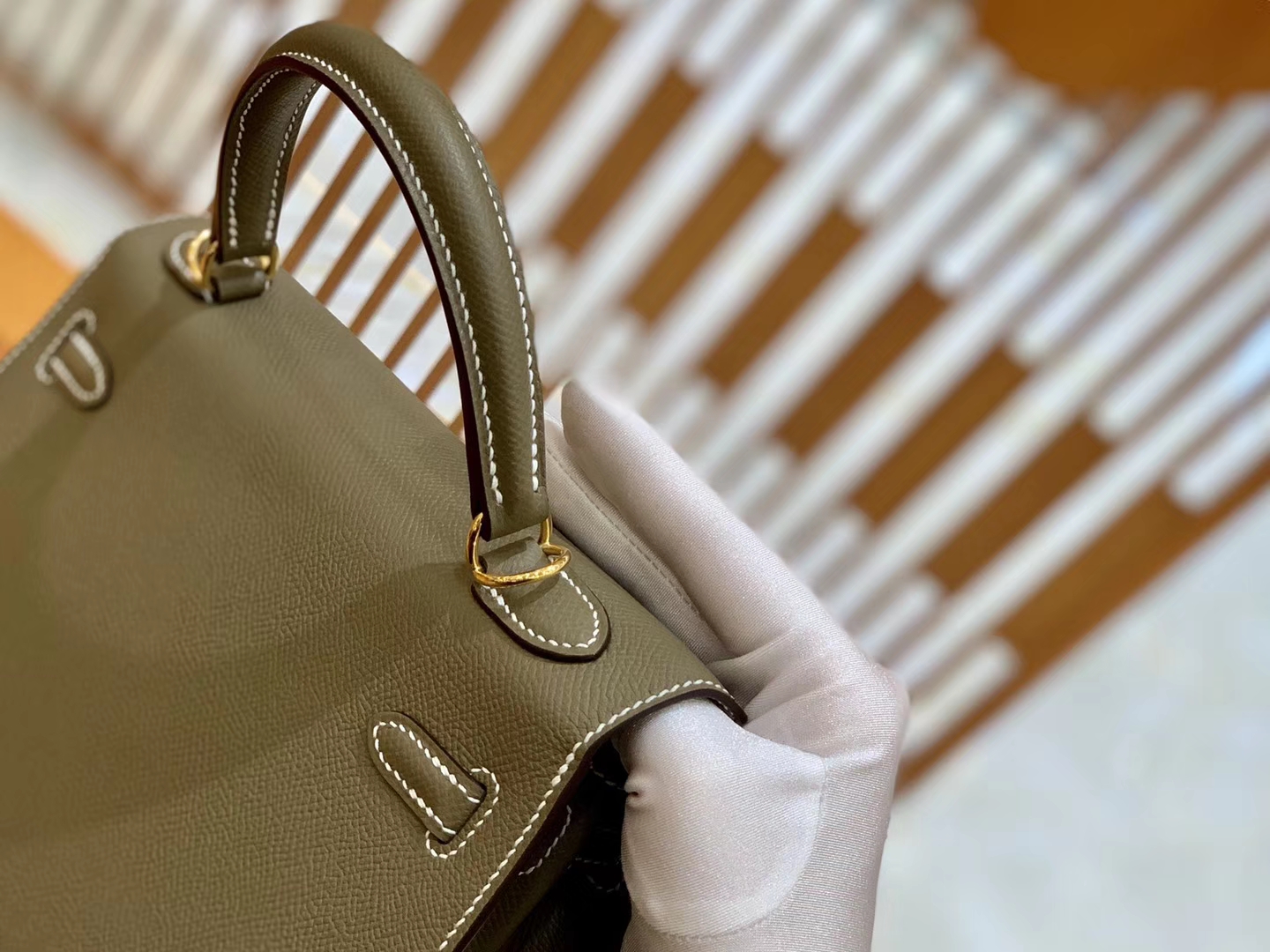 Hermès（爱马仕）Kelly 28cm 大象灰 金扣 Epsom掌纹牛皮 全手工缝制 臻品级别