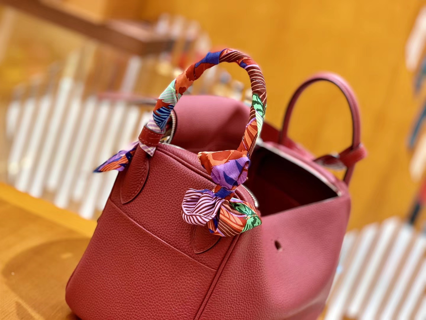 Hermès（爱马仕）Lindy 26cm 石榴红 金扣 鳄鱼皮拼togo 全手工缝制