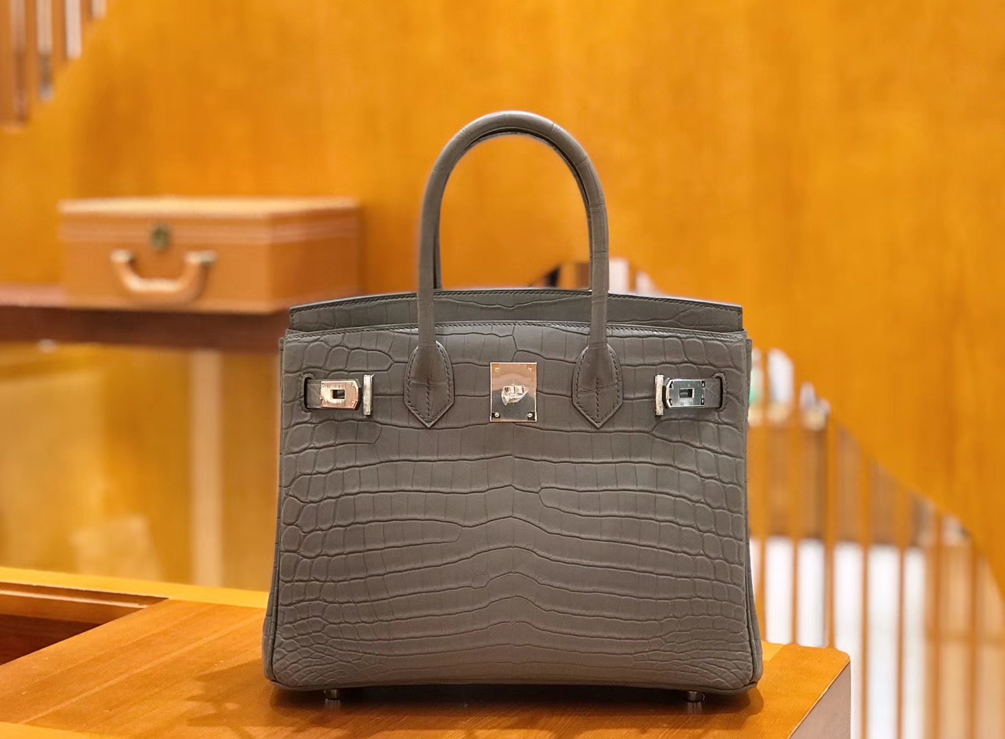Hermès（爱马仕）Birkin 铂金包 尼罗鳄鱼皮 锡器灰 30cm