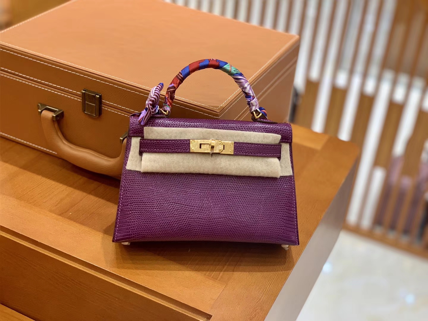 Hermès（爱马仕）MiniKelly 迷你凯莉 蜥蜴皮 水晶紫 2代 19cm