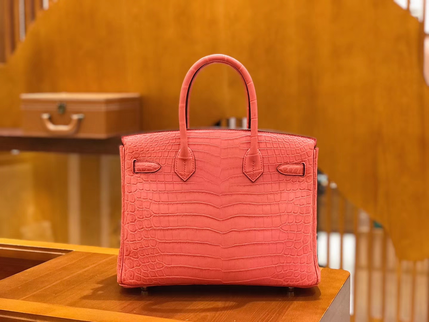 Hermès（爱马仕）Birkin 铂金包 尼罗鳄鱼皮 唇膏粉 30cm