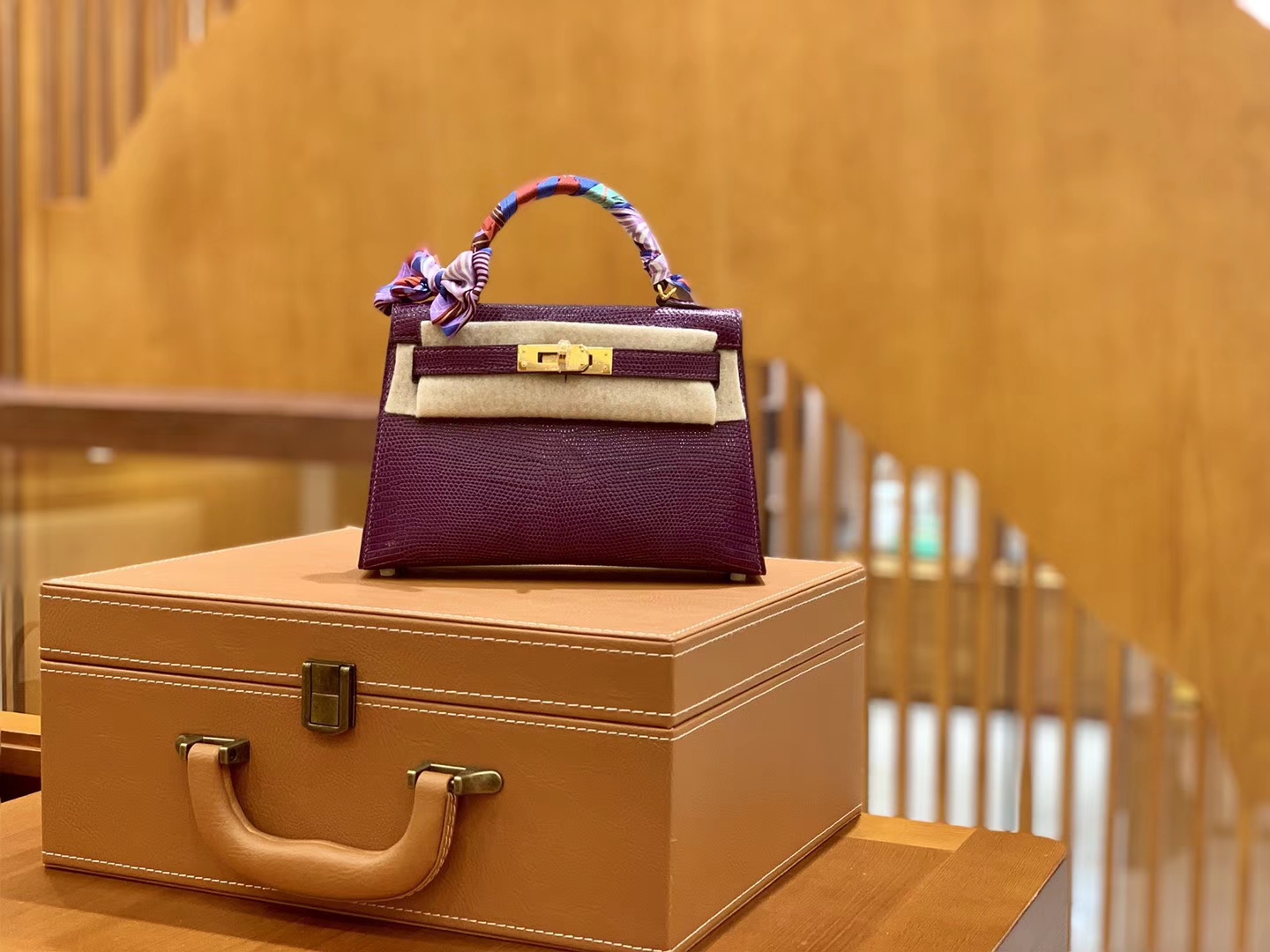 Hermès（爱马仕）MiniKelly 迷你凯莉 蜥蜴皮 水晶紫 2代 19cm
