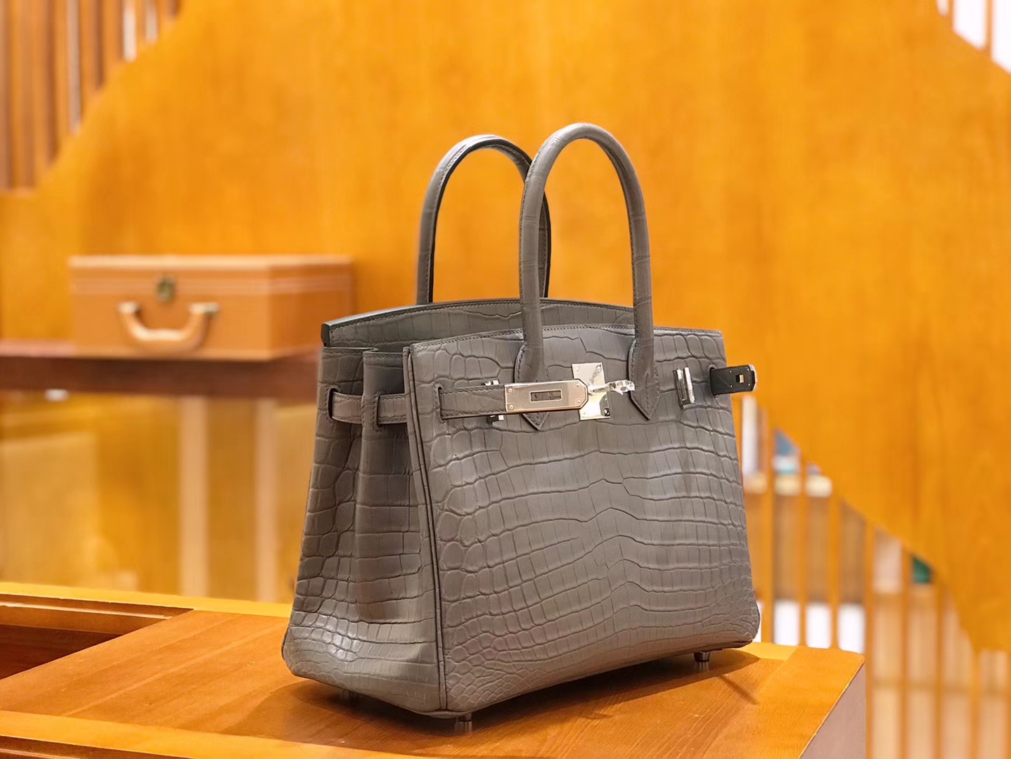 Hermès（爱马仕）Birkin 铂金包 尼罗鳄鱼皮 锡器灰 30cm