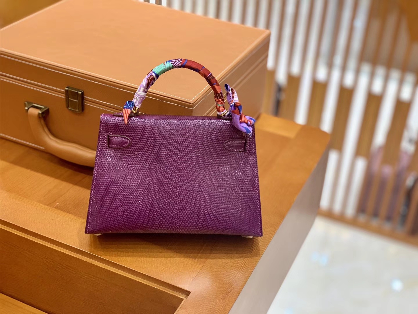 Hermès（爱马仕）MiniKelly 迷你凯莉 蜥蜴皮 水晶紫 2代 19cm