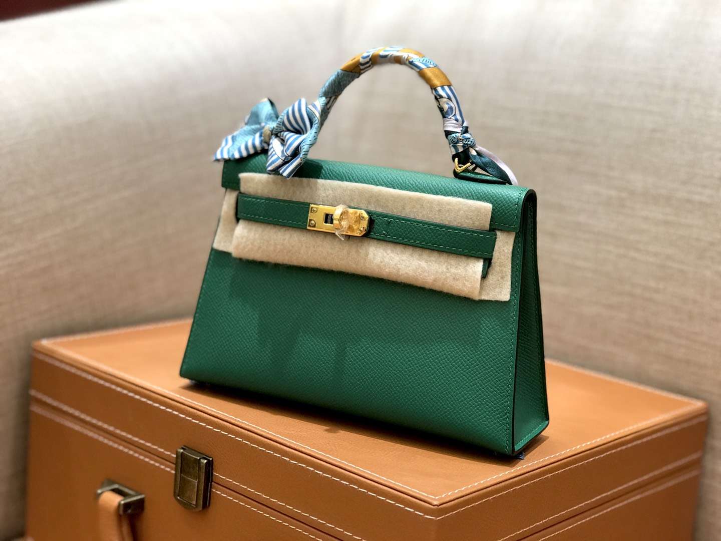 Hermès（爱马仕）mini Kelly 森林绿 金扣 德国进口掌纹皮 全手工缝制