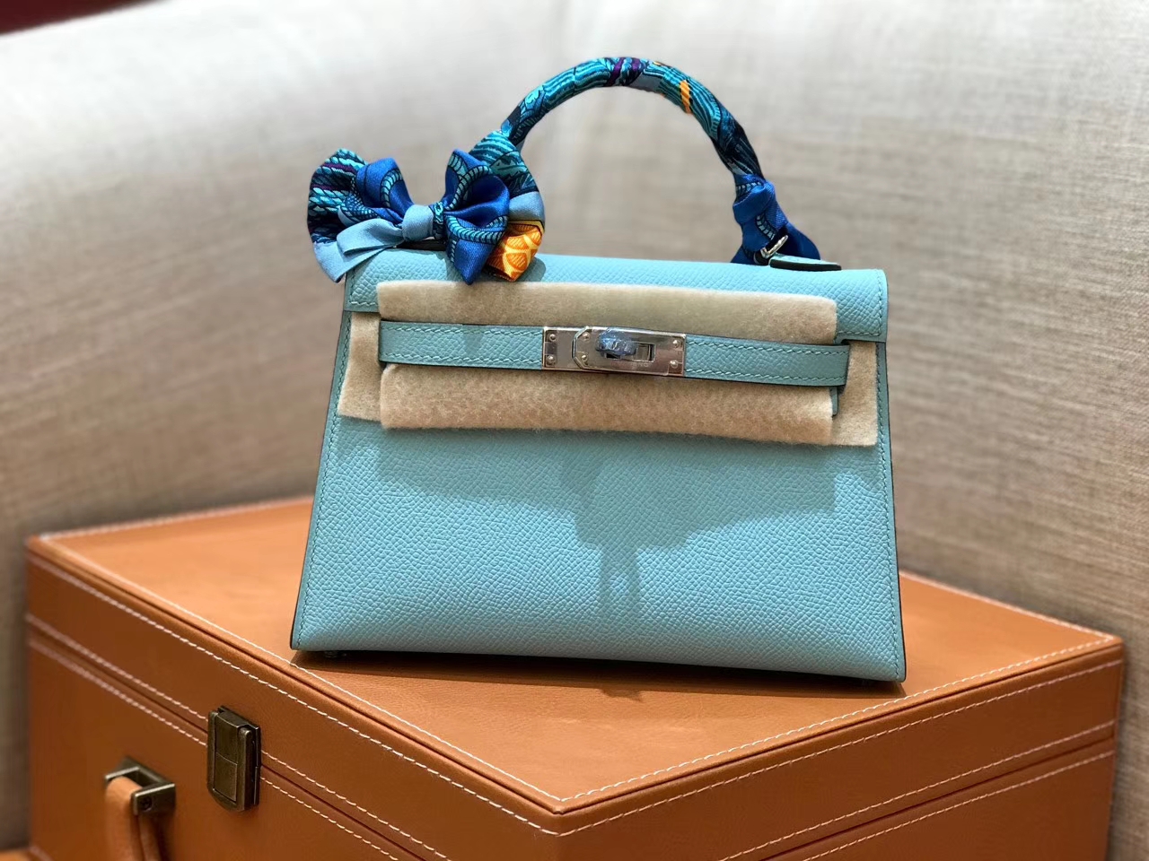 Hermès（爱马仕）mini Kelly 马卡龙 银扣 德国进口掌纹皮 全手工缝制