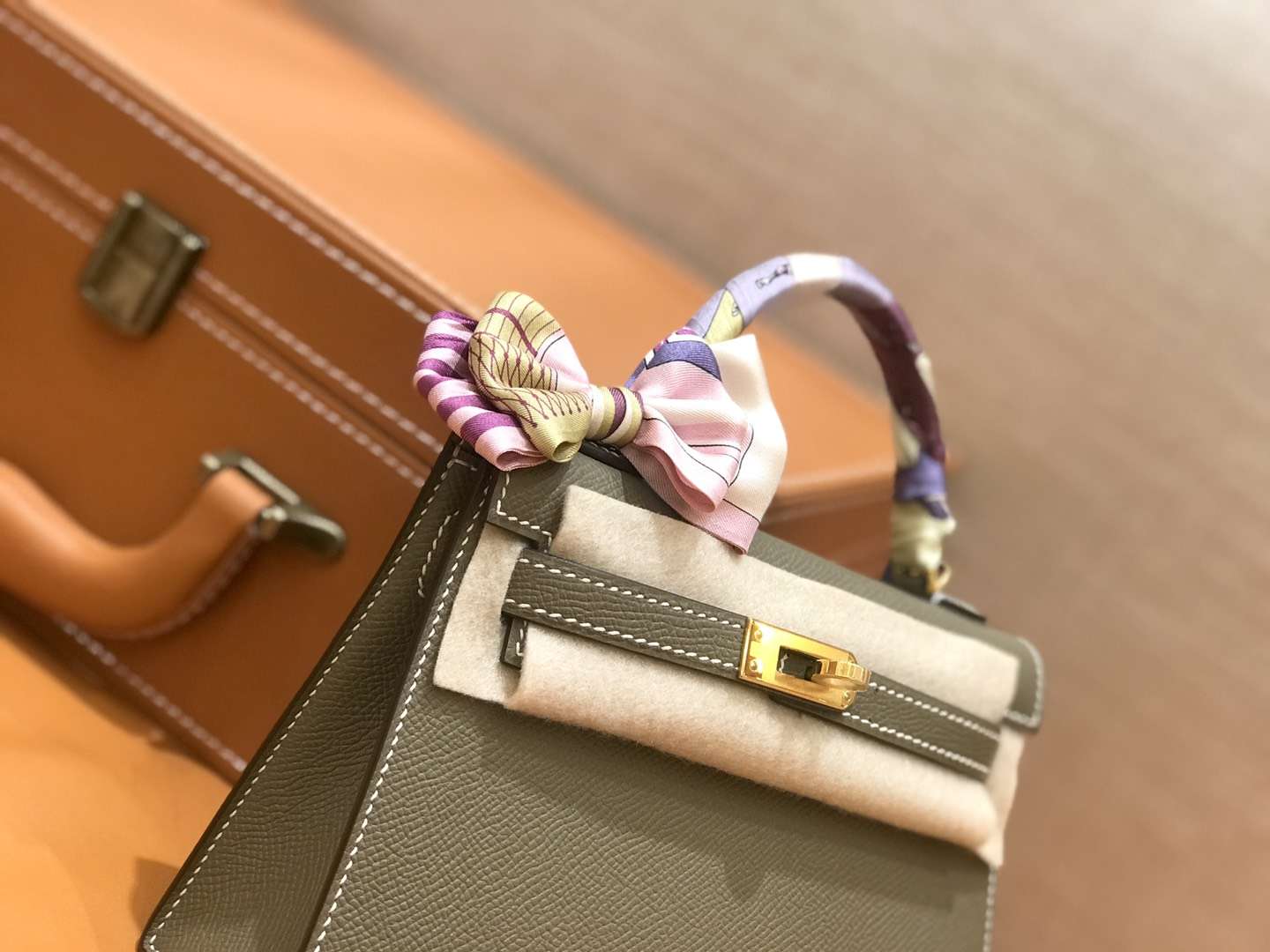 Hermès（爱马仕）mini Kelly 大象灰 金扣 德国进口掌纹皮 全手工缝制