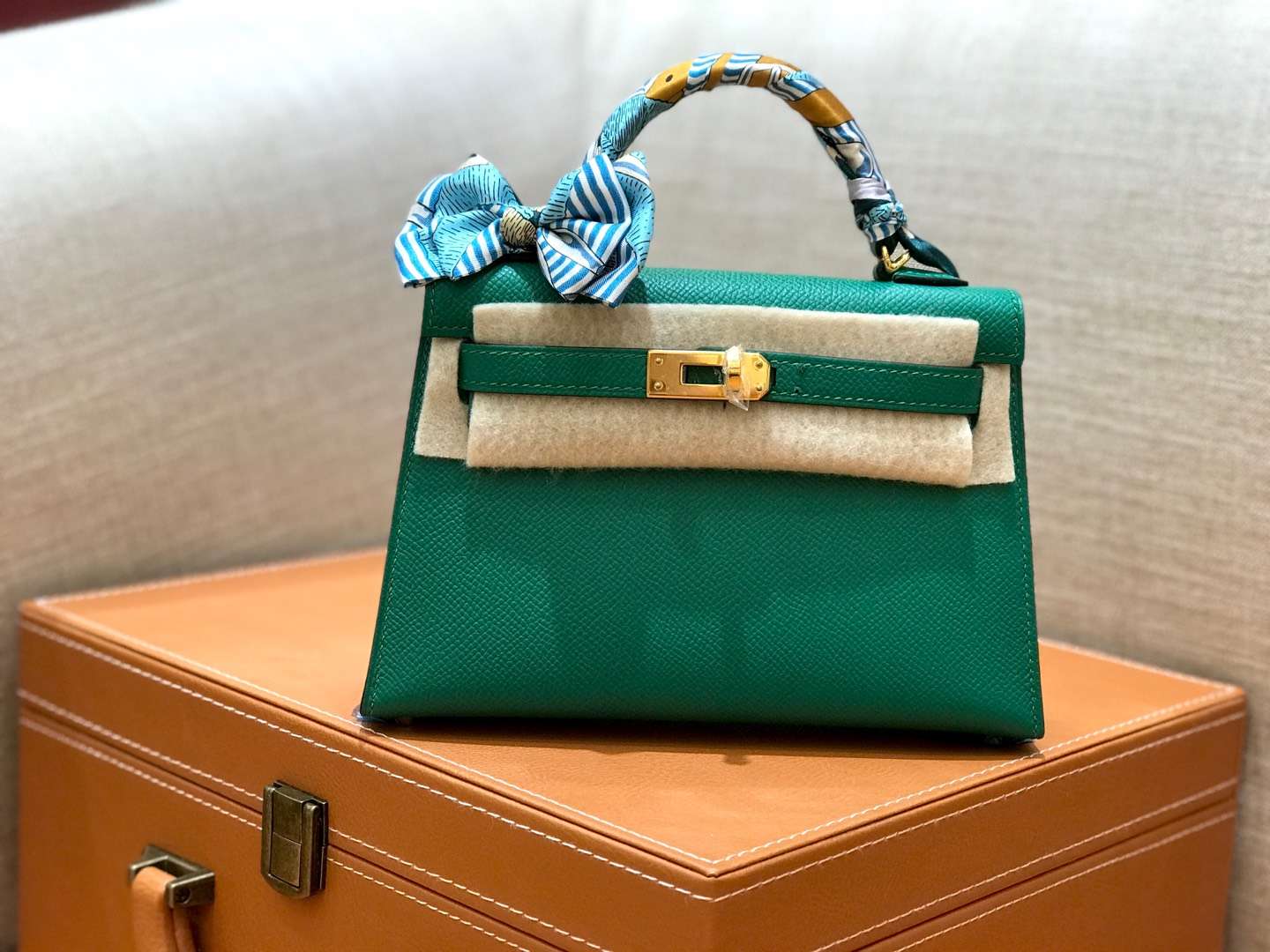 Hermès（爱马仕）mini Kelly 森林绿 金扣 德国进口掌纹皮 全手工缝制