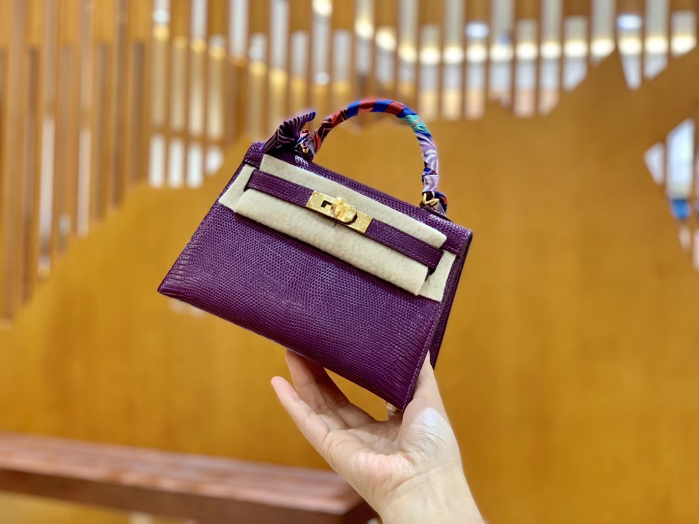 Hermès（爱马仕）MiniKelly 迷你凯莉 蜥蜴皮 水晶紫 2代 19cm