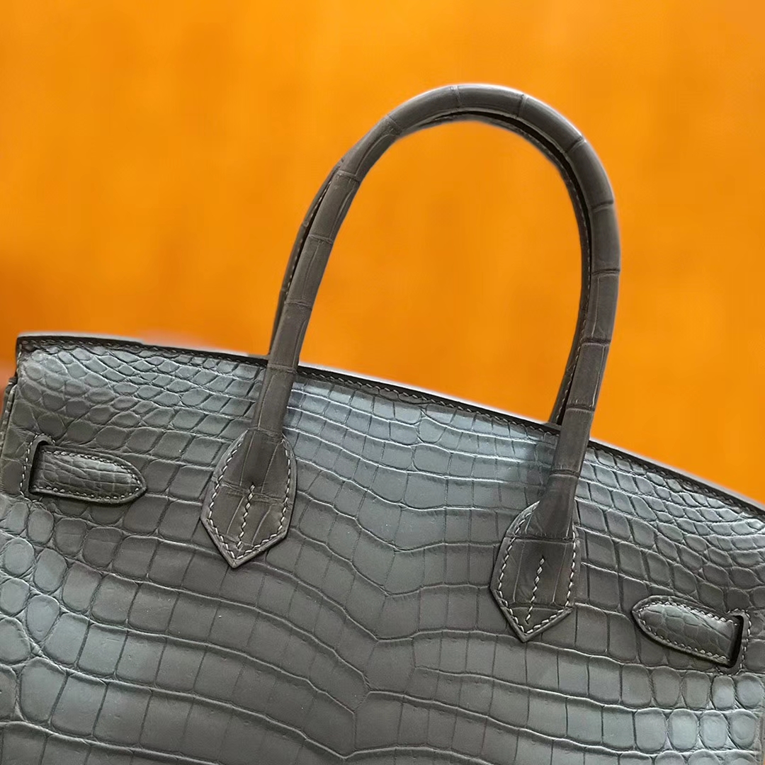 Hermès（爱马仕）Birkin 铂金包 尼罗鳄鱼皮 铁灰色 30cm