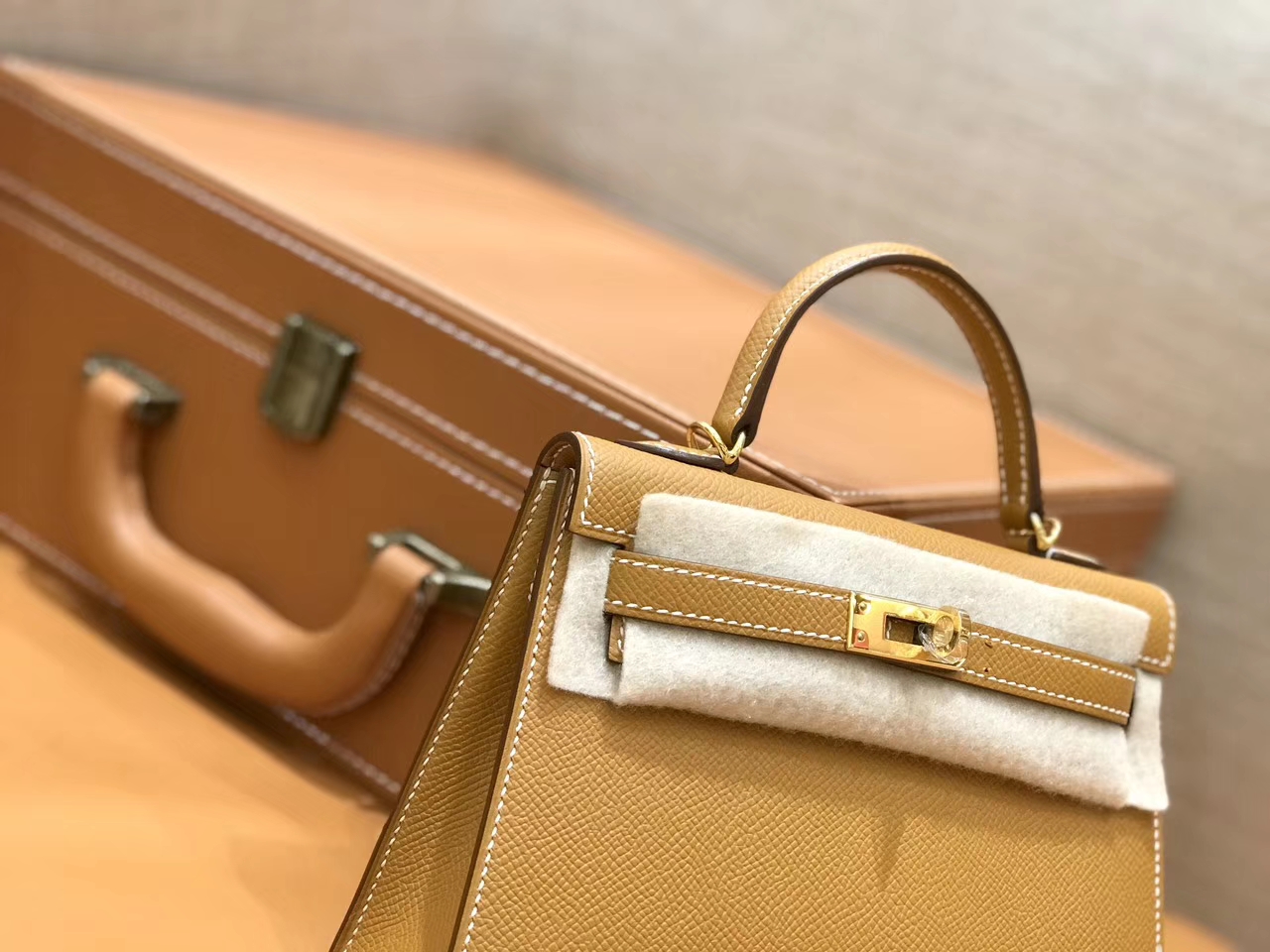 Hermès（爱马仕）mini Kelly 金棕色 金扣 德国进口掌纹皮 全手工缝制