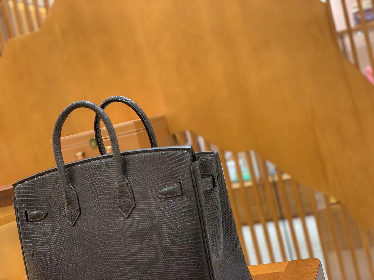 Hermès（爱马仕）Birkin 铂金包 锡器灰 南非野生蜥蜴皮 银扣 25cm