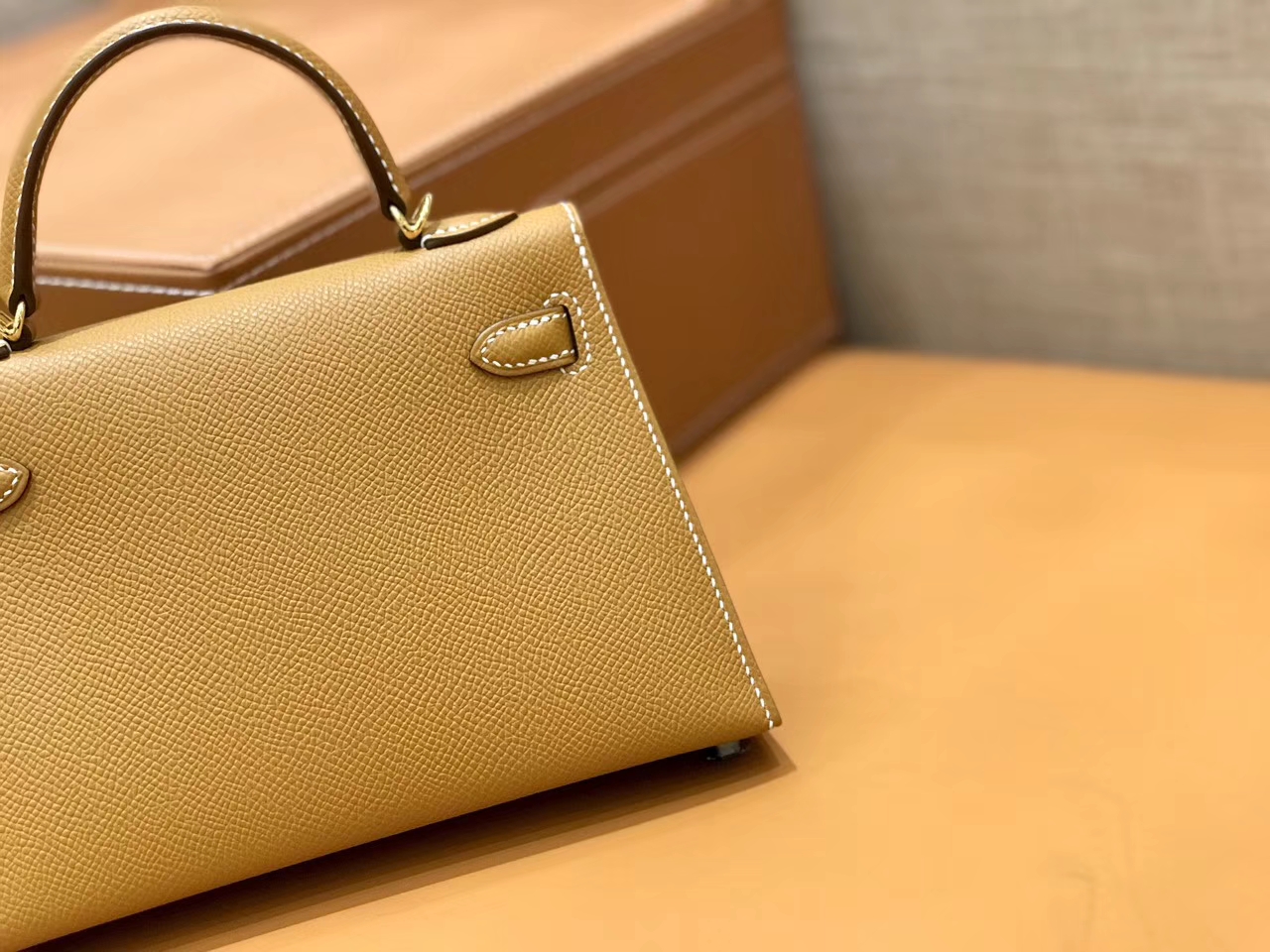 Hermès（爱马仕）mini Kelly 金棕色 金扣 德国进口掌纹皮 全手工缝制