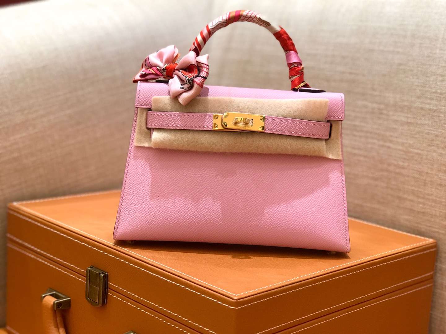 Hermès（爱马仕）mini Kelly 锦葵紫 金扣 德国进口掌纹皮 全手工缝制