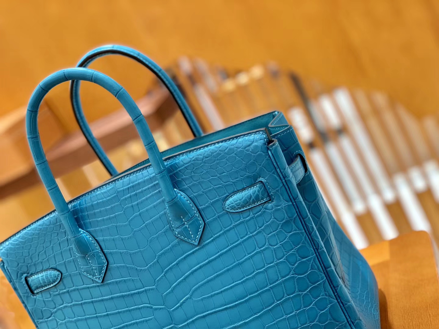Hermès（爱马仕）Birkin 30cm 伊滋密迩蓝 金扣 尼罗 雾面 两点 鳄鱼皮 全手工