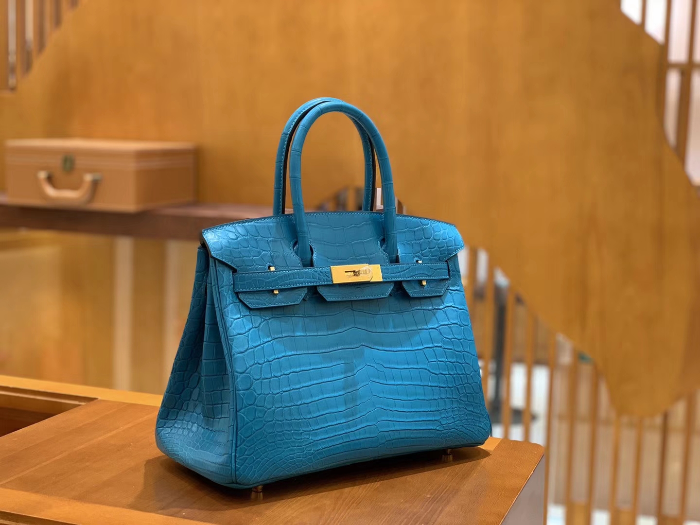 Hermès（爱马仕）Birkin 30cm 伊滋密迩蓝 金扣 尼罗 雾面 两点 鳄鱼皮 全手工