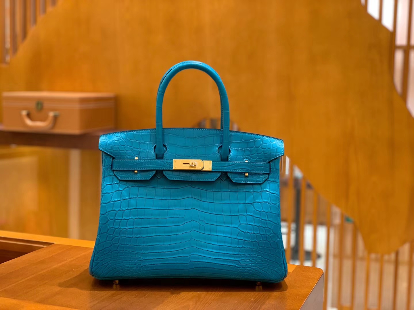 Hermès（爱马仕）Birkin 30cm 伊滋密迩蓝 金扣 尼罗 雾面 两点 鳄鱼皮 全手工